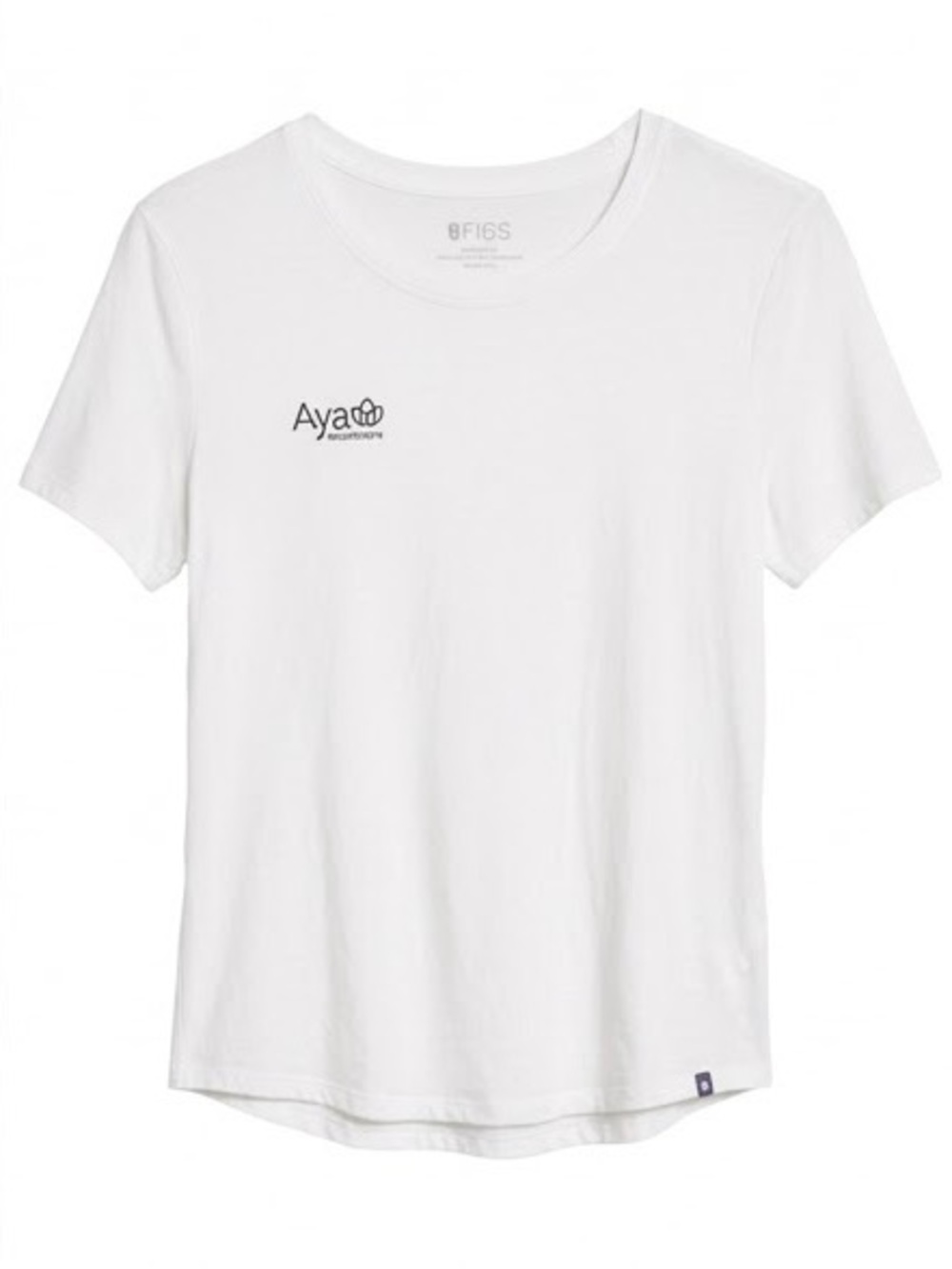 Figs Women White Short-Sleeve Tee with Small Gray Logo